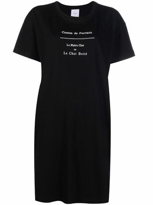 Patou graphic logo-print T-shirt dress - Black