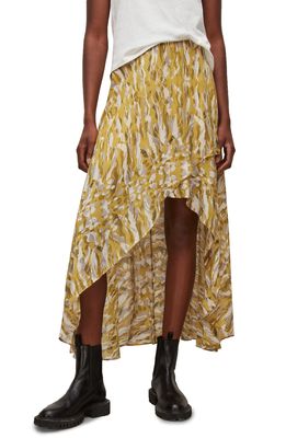 AllSaints Avril Oniyuri High-Low Skirt in Yellow