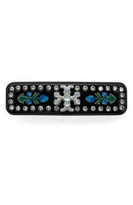 Tory Burch Roxanne Small Hair Clip in Antique Pewter /Black Multi