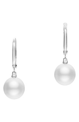 Mikimoto Black South Sea Cultured Pearl Hoop Earrings in White Gold