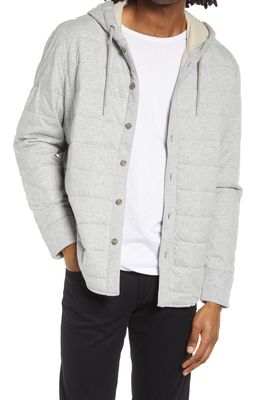 Vince Quilted Hooded Jacket in Light H Grey/Salt Flats