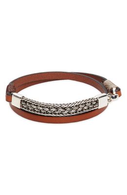 Caputo & Co. Men's Leather Double Wrap Bracelet in Tan