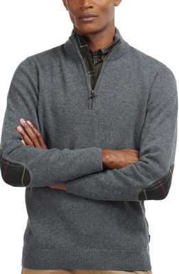 Barbour Holden Regular Fit Half Zip Lambswool Sweater in Mid Grey Marl