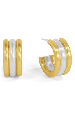 Dean Davidson Dune Two Tone Huggie Hoop Earrings in Gold/Silver