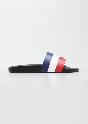 Men's Basile Embossed Logo Stripe Slide Shoes