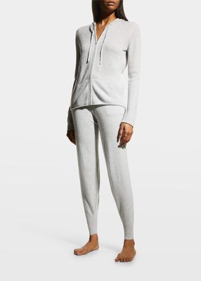 Cashmere Drawstring Sweatpants with Ribbed Ankle Cuffs