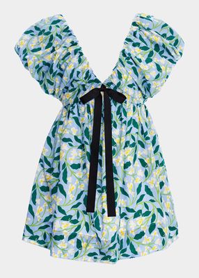 Horizonte Front-Tie V-Neck Printed Mini Dress