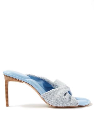 Jacquemus - Bagnu Twisted-strap Terry And Leather Mules - Womens - Blue