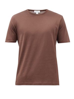 Sunspel - Crew-neck Cotton-jersey T-shirt - Mens - Brown