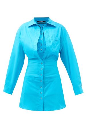Jacquemus - Baunhilha Cutout Cotton-poplin Shirt Dress - Womens - Blue
