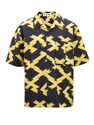 Loewe - Cuban-collar Printed Poplin Shirt - Mens - Black Yellow