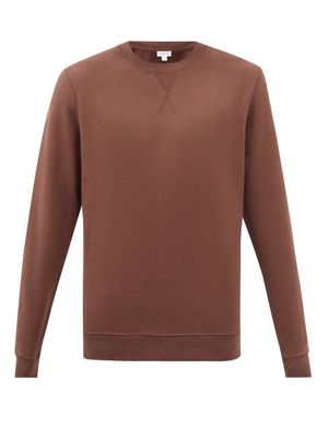 Sunspel - Crew-neck Loopback Cotton-jersey Sweatshirt - Mens - Brown