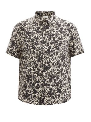 Saint Laurent - Floral-print Silk Short-sleeved Shirt - Mens - Black