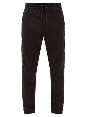 Moncler - Reflective-zigzag Cotton-jersey Track Pants - Mens - Black