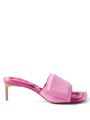 Jacquemus - Piscine Square-toe Padded Leather Mules - Womens - Pink