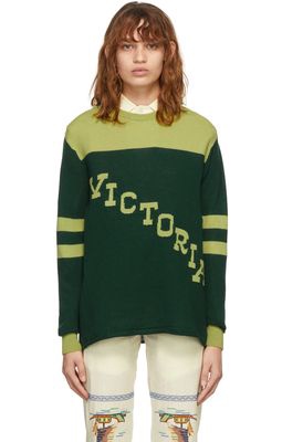 Bode SSENSE Exclusive Green Victoria Pullover Sweater