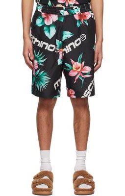 Moschino Black Hibiscus Print Swim Shorts