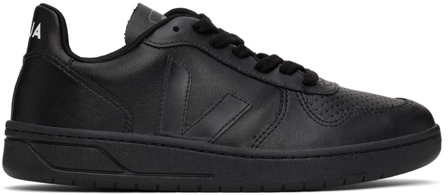 Veja Black Faux-Leather V-10 Sneakers