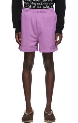 Bode SSENSE Exclusive Purple Logo Rugby Shorts
