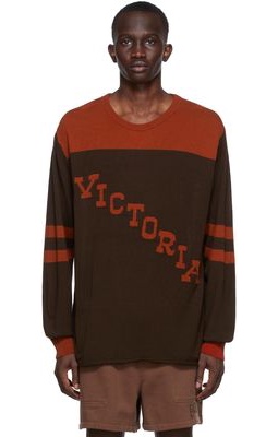 Bode SSENSE Exclusive Brown & Orange Victoria Sweater