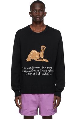 Bode SSENSE Exclusive Black Limited Edition Camel Patch Sweater