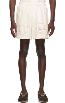 Bode SSENSE Exclusive White Limited Edition Tea Time Rugby Shorts