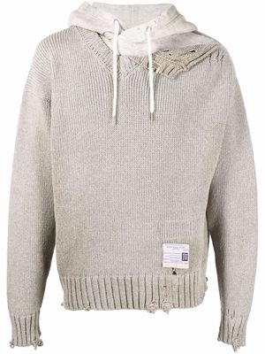 Maison Mihara Yasuhiro distressed pullover hoodie - Neutrals