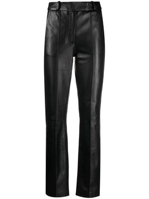 Frenken leather slim fit trousers - Black