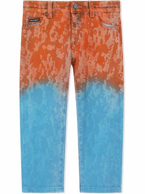 Dolce & Gabbana Kids wave-effect dip dye jeans - Blue
