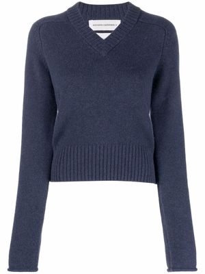 extreme cashmere V-neck knitted long-sleeve jumper - Blue