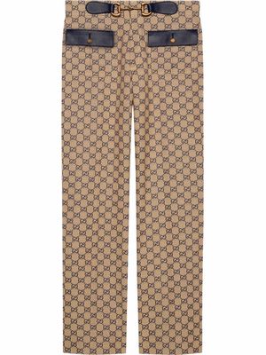 Gucci monogram-pattern straight-leg trousers - Neutrals