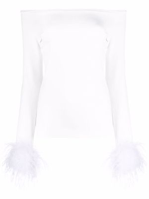 Atu Body Couture feather cuffs off-shoulder top - White