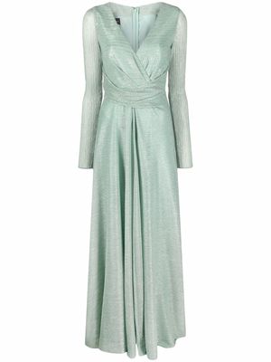 Talbot Runhof metallic threading draped gown - Green