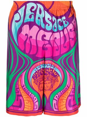 Versace psychedelic logo-print shorts - Orange