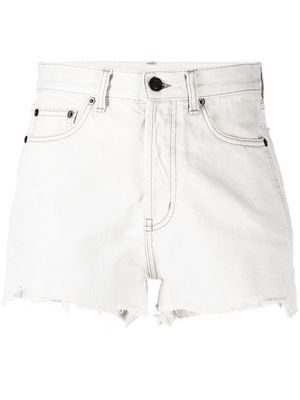 Saint Laurent raw edge frayed denim shorts - Neutrals