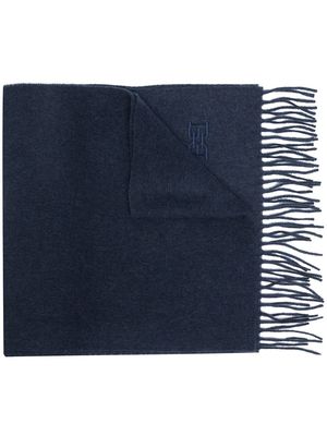 Bally fringed knitted scarf - Blue
