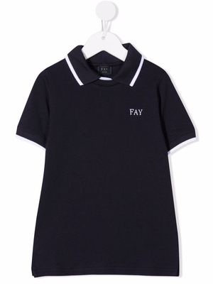 Fay Kids embroidered-logo short-sleeved polo shirt - Blue