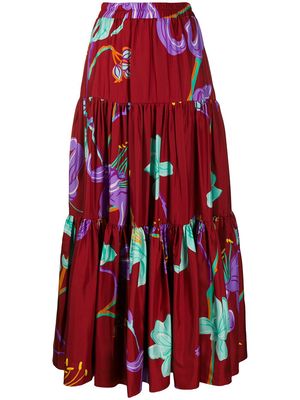 La DoubleJ x Mantero floral print skirt - Red