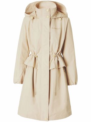Burberry frill-detail logo-print coat - Neutrals