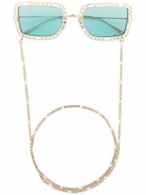 Gucci Eyewear chain-trimmed sunglasses - Gold