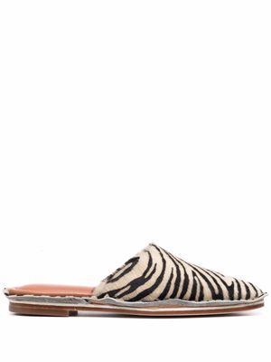 Rejina Pyo zebra-print square-toe slippers - Brown