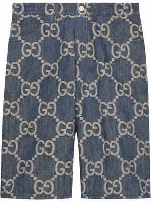 Gucci interlocking G pattern denim bermudas - Blue