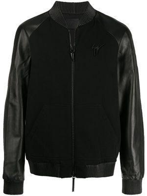 Giuseppe Zanotti mixed fabric biker jacket - Black