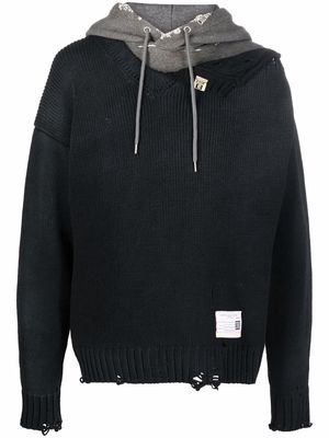 Maison Mihara Yasuhiro distressed pullover hoodie - Black