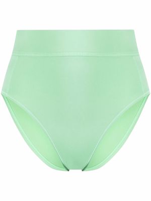 Y-3 debossed-logo high-waist bikini bottoms - Green