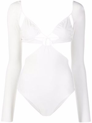 Amazuìn long-sleeve cut-out swimsuit - White