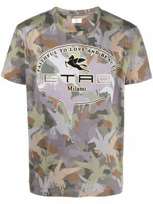 ETRO camouflage-monogram logo-print T-shirt - Grey