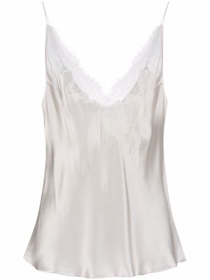 Carine Gilson lace-trimmed silk satin camisole - White