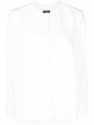 Emporio Armani collarless long-sleeve fluid shirt - White