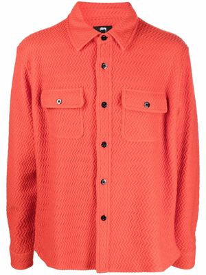 Stussy chevron-quilting wool-blend shirt - Orange